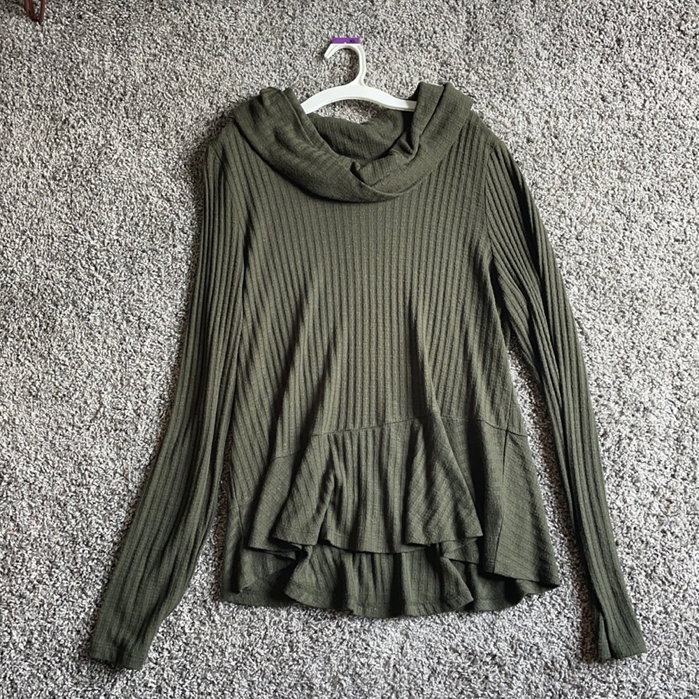 Anthropologie green cowl neck sweater